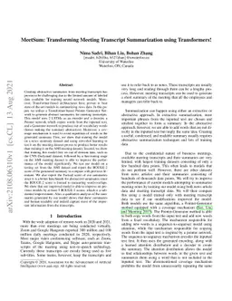 MeetSum: Transforming Meeting Transcript Summarization using
  Transformers!