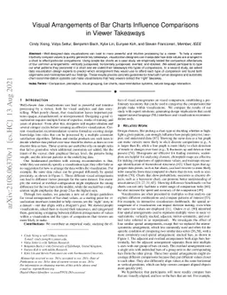 Visual Arrangements of Bar Charts Influence Comparisons in Viewer
  Takeaways