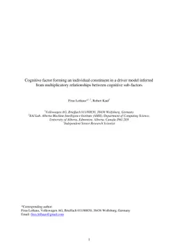 Cognitive factor forming an individual constituent in a driver model
  inferred from multiplicatory relationships between cognitive sub-factors