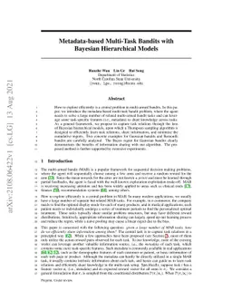 Metadata-based Multi-Task Bandits with Bayesian Hierarchical Models