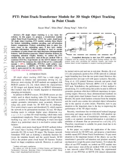 PTT: Point-Track-Transformer Module for 3D Single Object Tracking in
  Point Clouds