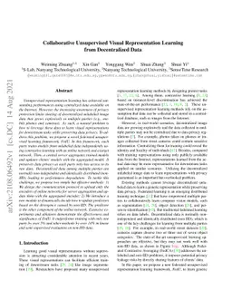 Collaborative Unsupervised Visual Representation Learning from
  Decentralized Data