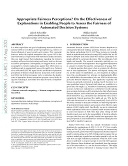 Appropriate Fairness Perceptions? On the Effectiveness of Explanations
  in Enabling People to Assess the Fairness of Automated Decision Systems