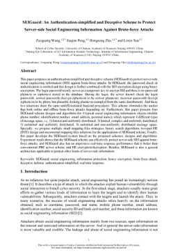 SEIGuard: An Authentication-simplified and Deceptive Scheme to Protect
  Server-side Social Engineering Information Against Brute-force Attacks