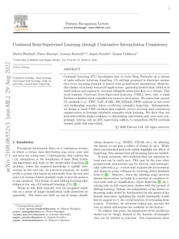 Continual Semi-Supervised Learning through Contrastive Interpolation
  Consistency