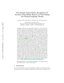 Few-Sample Named Entity Recognition for Security Vulnerability Reports
  by Fine-Tuning Pre-Trained Language Models