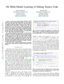 On Multi-Modal Learning of Editing Source Code