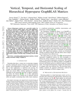 Vertical, Temporal, and Horizontal Scaling of Hierarchical Hypersparse
  GraphBLAS Matrices