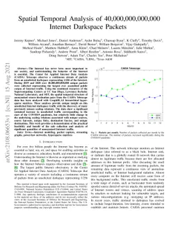 Spatial Temporal Analysis of 40,000,000,000,000 Internet Darkspace
  Packets