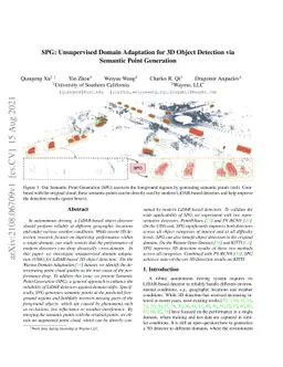 SPG: Unsupervised Domain Adaptation for 3D Object Detection via Semantic
  Point Generation