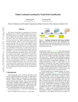Online Continual Learning For Visual Food Classification