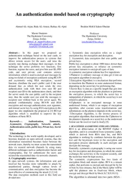 An authentication model based on cryptography