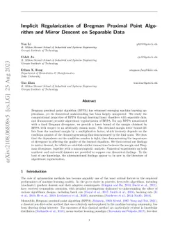 Implicit Regularization of Bregman Proximal Point Algorithm and Mirror
  Descent on Separable Data