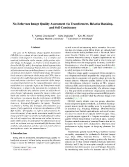 No-Reference Image Quality Assessment via Transformers, Relative
  Ranking, and Self-Consistency