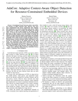 AdaCon: Adaptive Context-Aware Object Detection for Resource-Constrained
  Embedded Devices