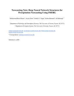 Nowcasting-Nets: Deep Neural Network Structures for Precipitation
  Nowcasting Using IMERG