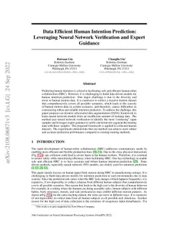 Data Efficient Human Intention Prediction: Leveraging Neural Network
  Verification and Expert Guidance