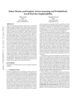 Select Wisely and Explain: Active Learning and Probabilistic Local
  Post-hoc Explainability