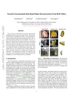 Towards unconstrained joint hand-object reconstruction from RGB videos