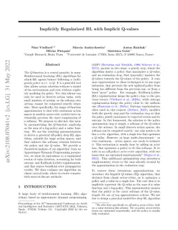 Implicitly Regularized RL with Implicit Q-Values