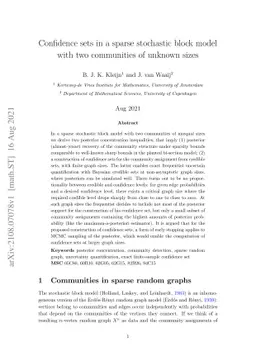 Confidence sets in a sparse stochastic block model with two communities
  of unknown sizes