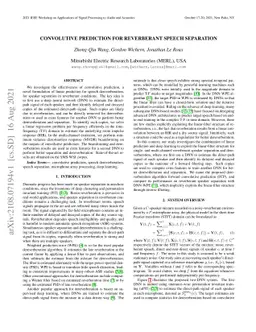 Convolutive Prediction for Reverberant Speech Separation