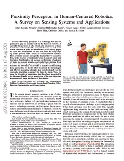 Proximity Perception in Human-Centered Robotics: A Survey on Sensing
  Systems and Applications