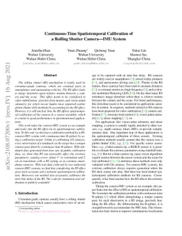 Continuous-Time Spatiotemporal Calibration of a Rolling Shutter
  Camera-IMU System