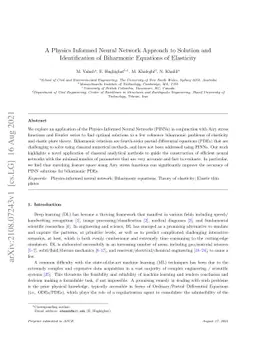 A Physics Informed Neural Network Approach to Solution and
  Identification of Biharmonic Equations of Elasticity