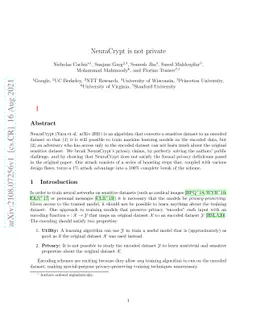 NeuraCrypt is not private