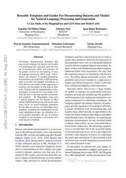 Reusable Templates and Guides For Documenting Datasets and Models for
  Natural Language Processing and Generation: A Case Study of the HuggingFace
  and GEM Data and Model Cards