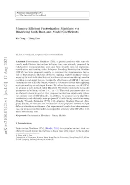 Memory-Efficient Factorization Machines via Binarizing both Data and
  Model Coefficients