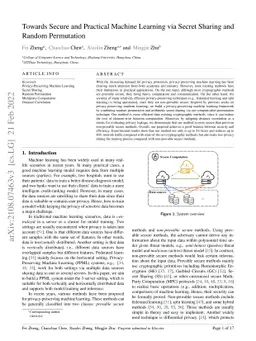 Towards Secure and Practical Machine Learning via Secret Sharing and
  Random Permutation
