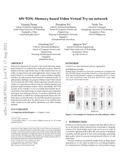 MV-TON: Memory-based Video Virtual Try-on network