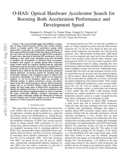 O-HAS: Optical Hardware Accelerator Search for Boosting Both
  Acceleration Performance and Development Speed