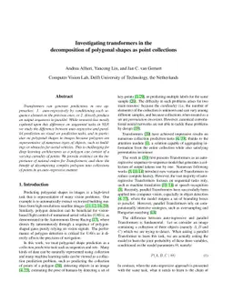 Investigating transformers in the decomposition of polygonal shapes as
  point collections