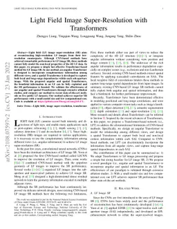 Light Field Image Super-Resolution with Transformers