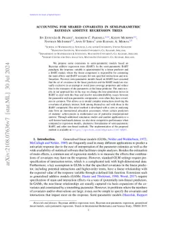 Accounting for shared covariates in semi-parametric Bayesian additive
  regression trees