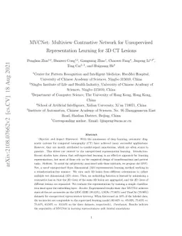 MVCNet: Multiview Contrastive Network for Unsupervised Representation
  Learning for 3D CT Lesions