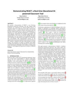 Demonstrating REACT: a Real-time Educational AI-powered Classroom Tool