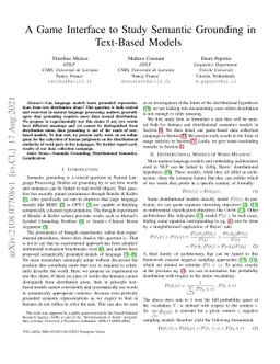 A Game Interface to Study Semantic Grounding in Text-Based Models