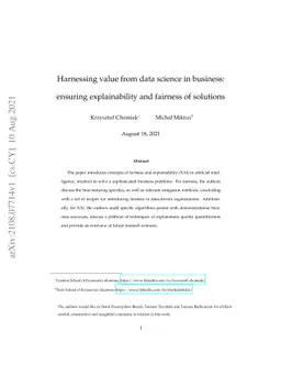 Harnessing value from data science in business: ensuring explainability
  and fairness of solutions