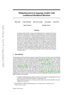 Mitigating harm in language models with conditional-likelihood
  filtration