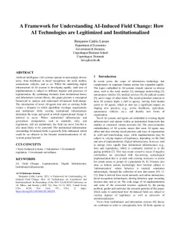 A Framework for Understanding AI-Induced Field Change: How AI
  Technologies are Legitimized and Institutionalized