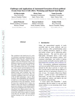 Challenges and Applications of Automated Extraction of Socio-political
  Events from Text (CASE 2021): Workshop and Shared Task Report