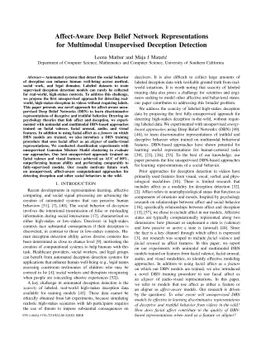 Affect-Aware Deep Belief Network Representations for Multimodal
  Unsupervised Deception Detection