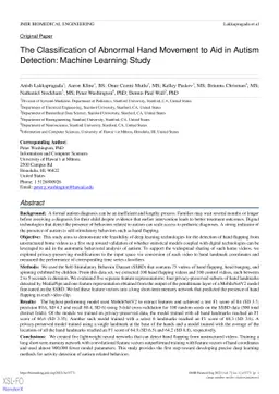 Classification of Abnormal Hand Movement for Aiding in Autism Detection:
  Machine Learning Study