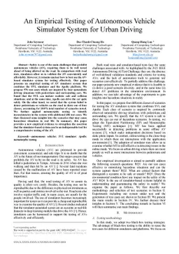 An Empirical Testing of Autonomous Vehicle Simulator System for Urban
  Driving