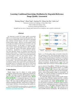 Learning Conditional Knowledge Distillation for Degraded-Reference Image
  Quality Assessment