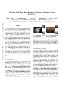 Self-Supervised Visual Representations Learning by Contrastive Mask
  Prediction